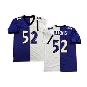 Maglia da rugby da uomo in stile vintage cucita 52 Ray Lewis 20 Ed Reed S-3XL Spedizione veloce - Product Image 3
