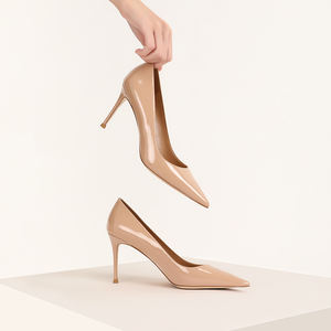 Za — robe en cuir PU pour femme, chaussures à talons hauts, nouveau Design, à enfiler, noire, décontractée, unie, léger, hiver, OEM, printemps - Product Image 5