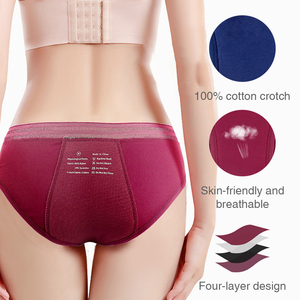 Quatre couches anti-fuite 90% Nylon 10% Spandex culotte en dentelle taille basse respirant physiologique maternité période menstruelle culotte - Product Image 2