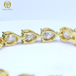 Luxury Jewelry <b>Mens</b> Bracelet 10k Gold Lab Grown Diamonds Tennis Chains 6.5inches 5*8mm Pear Cut Diamond Tennis Bracelet - Product Image 2