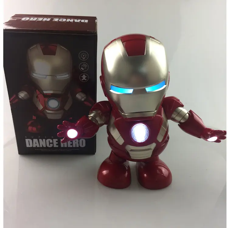 Plastic Held Super Man Ijzeren Actiefiguur Elektronisch Speelgoed Dansende Man Met Licht En Muziek Kerstcadeau Voor Kinderen