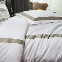 Linge d'hôtel 300TC, housse de couette blanche, ensemble de draps de lit 100% coton, vente en gros
