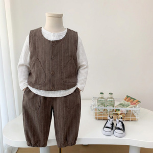 Bộ vest bé trai 3 món mới về, kèm khăn quàng cổ, phong cách thường ngày mùa thu xuân, dành cho bé trai - Product Image 5