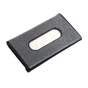 Boîte à Mouchoirs Faciaux, Serviettes Hygiéniques et Mouchoirs pour Pare-Soleil de <span class=keywords><strong>Voiture</strong></span> en Cuir Cristal Strass Rose Clair Argent Noir Bleu - Product Image 3