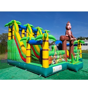 Casa Inflable de PVC de Grado Comercial con Tobogán y Palmera para Niños, Ideal para Parques de Aventuras - Product Image 4