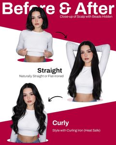 Extensions Kinky Microlink 18 pouces noires 50g, aspect naturel doux pour femmes, idéales pour le bureau, les fêtes, les mariages et l'extérieur - Product Image 4