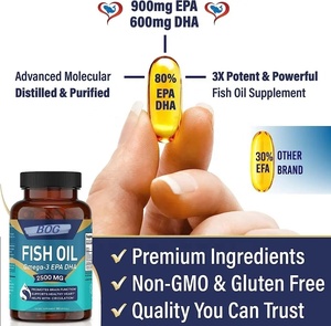 OEM/ODM tripla forza Omega 3 olio di pesce 1000mg, conteggio 60, supporta la salute delle articolazioni, della pelle, degli occhi e del cuore - Product Image 3