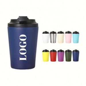 Tasses à café isothermes réutilisables personnalisées de 12 oz, à double paroi et isolées sous vide, avec couvercles anti-fuite à clapet, vente en gros - Product Image 1
