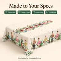 Nappe de Noël personnalisée Casse-Noisette en polyester à imprimé ruban écossais blanc crème pour les repas festifs à la maison