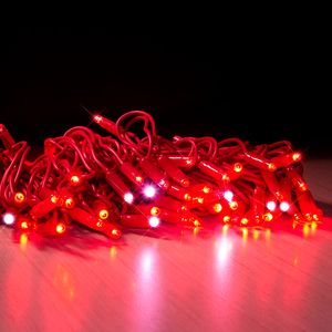 Guirlandes lumineuses LED robustes IP67, 5 m, 50 LED, double couleur rouge/bleu, fil en caoutchouc, dimmables, pour extérieur, allée, jardin, fêtes, faible MOQ - Product Image 2