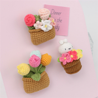 Nouveautés : Élégant petit pot de fleurs en crochet magnétique pour la Fête des Mères, Pâques, Noël, décoration de réfrigérateur et tableau blanc