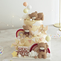 Un an bébé rose bleu arc ours décoration de gâteau jouets cadeau boîte dessin animé topper gâteau bébé douche gâteau toppers