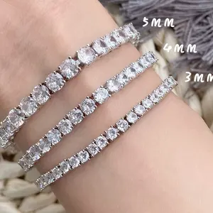 Wholesale Hip Hop Tennis Bracelet 925 Sterling Silver CZ Diamond Zircon Bracelet