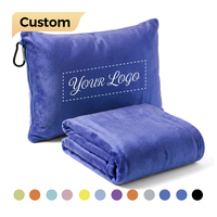Couverture-oreiller réversible 2-en-1 personnalisable avec logo, chaude, douce et convertible, avec sac à main amovible