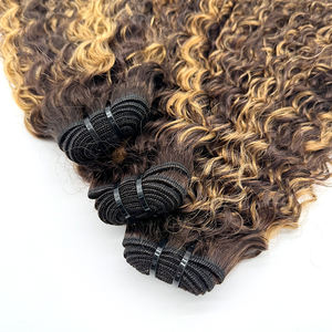 Bundles de cheveux vierges bruts Remy cambodgiens à Double trame 4/27 # Double Drawn Balayage Couleur Birman Curly Blonde Highlight - Product Image 2