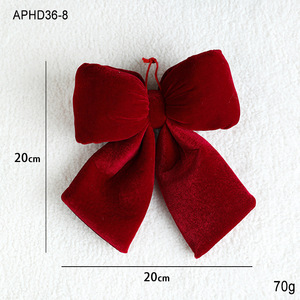 Décoration de fenêtre pour le Nouvel An du Printemps : Grand pendentif d'arbre de Noël en tissu polaire velours rouge avec nœud tridimensionnel - Product Image 6