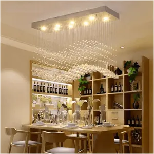 Large High Quality Luxury Lighting Rectangular Dining K9 Crystal Spiral Raindrop Modern Led Chandelier Pendant Lamp