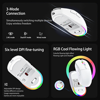 Souris de jeu légère, trois modes, capteur optique réglable 6 DPI, souris de jeu sans fil