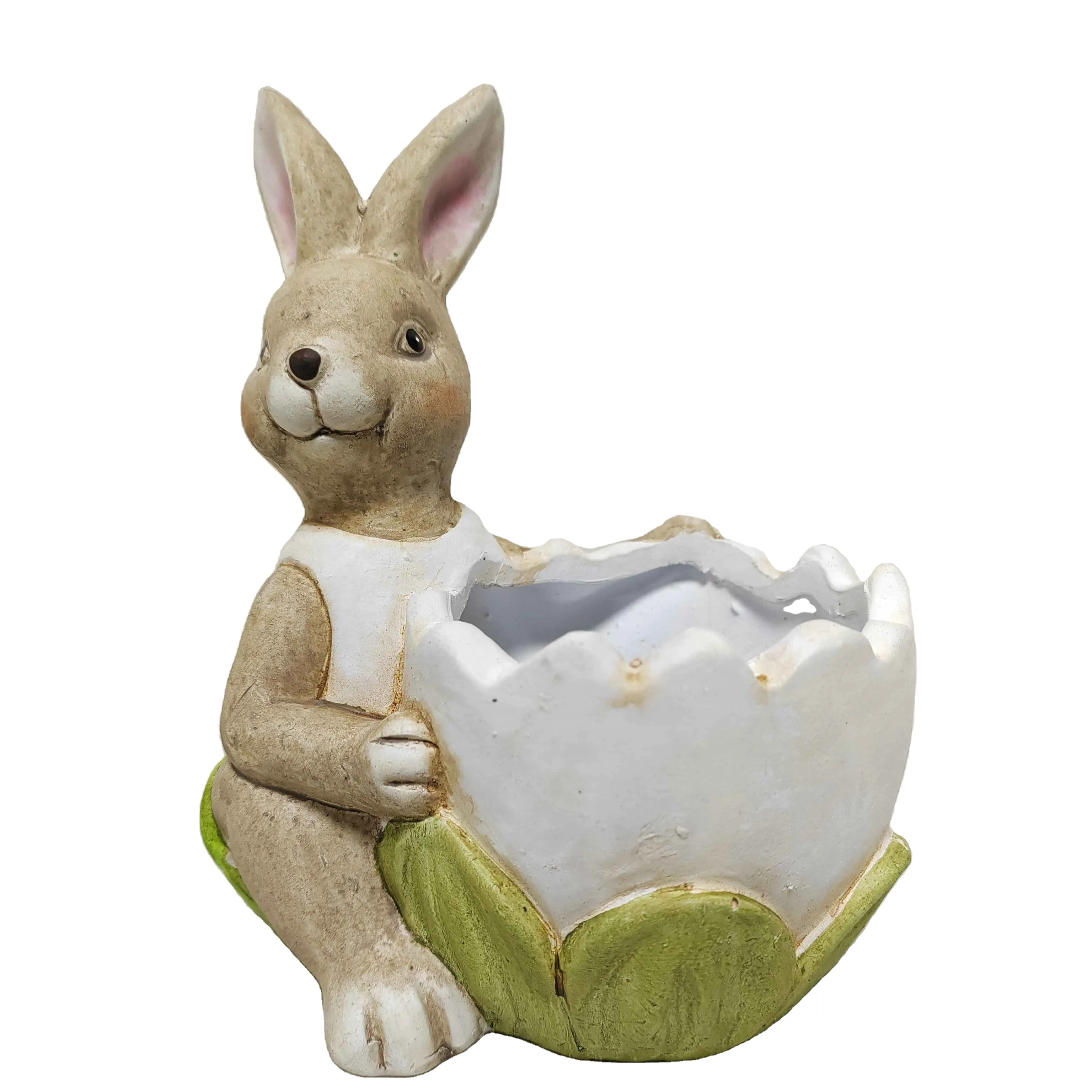 Kunden spezifische Garden Bunny Family Keramik & Porzellan Vase Kaninchen Pflanzer Topf Kaninchen Blumentopf