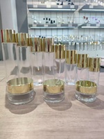 Ensemble de flacons cosmétiques de luxe en verre à prix d'usine avec bouchon doré – Bouteilles vides pour lotion, sérum et crème – Emballage cosmétique en verre