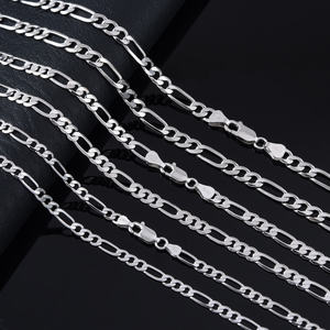 Collana Raffinata all'Ingrosso, Gioielli in Argento 925 per Uomo e Donna, Catena Figaro Placcata Oro 14K 18K 24K in Argento Sterling 925 - Product Image 2