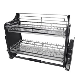 Paniers relevables et abaisseurs à fil plat au design moderne pour armoires de cuisine, rangement facile pour ustensiles et accessoires de cuisine, système de levage de cuisine - Product Image 3