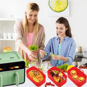 Pack de 2 pièces réutilisables, panier de friteuse à Air rectangulaire, doublures de Pot en Silicone pour four <span class=keywords><strong>Ninja</strong></span> <span class=keywords><strong>Foodi</strong></span> micro-ondes, <span class=keywords><strong>accessoires</strong></span> Logo personnalisé 50 pièces - Product Image 5