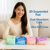 LadyHero Vente en gros de serviettes hygiéniques jetables respirantes super absorbantes pour flux abondant, fabricant de serviettes hygiéniques en coton