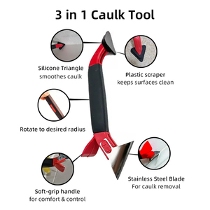 Outil de calfeutrage multifonctionnel 3-en-1, <span class=keywords><strong>kit</strong></span> durable pour la finition des joints et le retrait de la coulis, pour l'embellissement des joints de <span class=keywords><strong>carrelage</strong></span> et la rénovation de la maison - Product Image 2