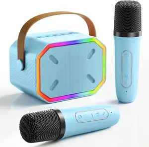 P3 mini megafon küçük ev taşınabilir bluetooth profesyonel karaoke hoparlörü makine taşınabilirlik 2 kablosuz mikrofon ile set