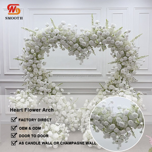 Nuevo Diseño Elegante de Arco de Flores Artificiales Blancas en Forma de Corazón, Arco de Boda en Forma de Corazón, Fondo para Boda - Product Image 3