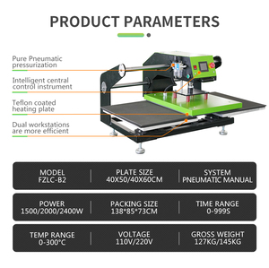 Dual Station Pneumatic <strong>Heat</strong> Press Machine Industrial Sublimation <strong>Transfer</strong> for Fabric Ceramic 220V/110V - Product Image 2