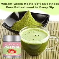 Poudre de Thé Matcha Vert de Qualité Cérémoniale Marque Privée OEM Boîte en Métal Matcha 30g 3A-6A Matcha Aromatisé Fraise
