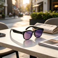 Lunettes de soleil intelligentes Bluetooth avec caméra, verres polarisés UV400, audio IA, appels mains libres pour hommes et femmes, idéales pour les voyages en extérieur