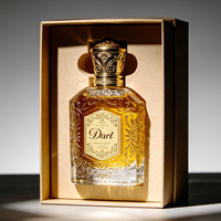 OEM&ODM Flacons de parfum carrés en verre de 1,7 oz et 3,4 oz avec bouchon doré, couleur personnalisée, logo et boîte d'emballage
