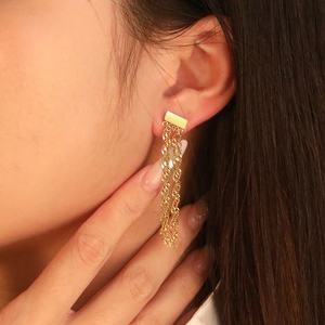 New Arrival Fashion Statement 18k PVD Gold Plated Waterproof Drop <b>Earrings</b> Stainless Steel <b>Long</b> Tassel <b>Earrings</b> for Women - Product Image 1