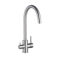 Robinet de cuisine SANIVITAL style moderne en acier inoxydable 304 à double poignée, monotrou, avec bec flexible pour usage domestique