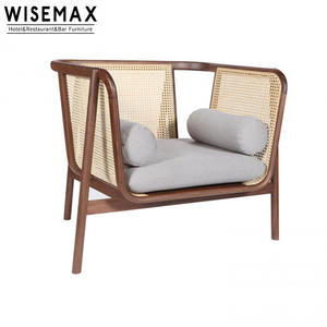 Wisemax pháp mây ghế gỗ cổ điển khung mía trở lại mềm đệm mây nhà hàng ăn uống ghế với tay vịn để bán - Product Image 5