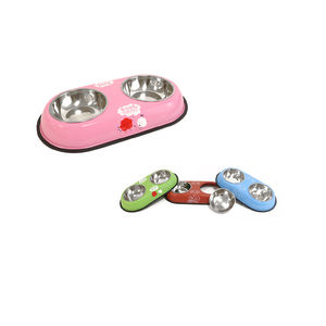 Comedero doble para mascotas Yommy de 38.5 cm, tazón ovalado de acero inoxidable para perros y gatos - Product Image 4