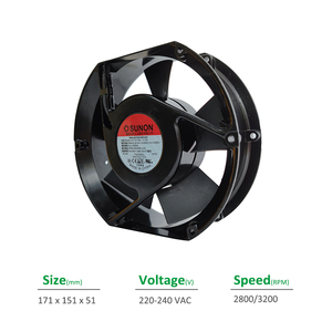 Ventilador Axial SUNON A2175-HBL TC.GN 172X150X51mm 220V AC 2800RPM 203CFM 26W con Rodamiento de Bolas para Gabinete de Plástico, OEM ODM, 1 Año de Garantía - Product Image 2