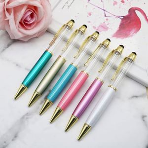 Empty Tube DIY Pens Marble <b>Glitter</b> Metal Waterproof Ballpoint Pen Silk Screen Printing Plastic Crystal Writing School Office - Product Image 2