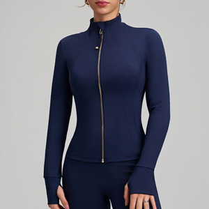 Chaqueta de yoga deportiva USA Oversea Sports Define, talla grande, con cremallera dorada, cortavientos, corte ajustado, cuello alto, conjunto de yoga para correr, conjunto para mujer - Product Image 1
