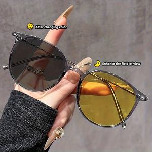 <span class=keywords><strong>Gafas</strong></span> de Sol <span class=keywords><strong>Redondas</strong></span> Ultraligeras de Doble Uso Día y Noche con Cambio de Color para <span class=keywords><strong>Mujer</strong></span>, Especiales para Conducir de Noche, Anti-luz Alta - Product Image 3