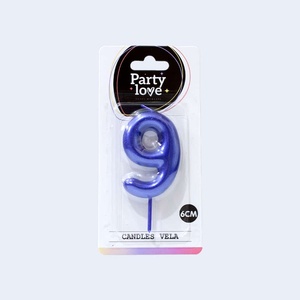Bougie d'anniversaire bleue numéro 9 Party Love 6 cm Vela Candles - Product Image 1
