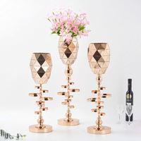 Accessoires de mariage, ornements, vase doré électro-plaqué, centre de table de mariage, décoration de table, support à fleurs en métal