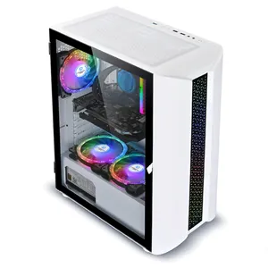 Temperli cam kapı kolu ve tokmağı RGB soğutma fanı ile ATX durumda oyun oyun kasası bilgisayar PC kuleleri RGB masaüstü muhafaza