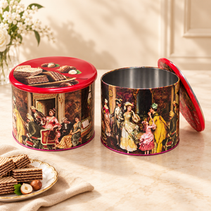 Boîte en étain ronde de qualité alimentaire avec couvercle, vide, scellée, en métal, personnalisable, pour l'emballage de biscuits, bonbons et chocolats - Product Image 1