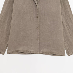 SHENZHU Wanita 2025 Musim Semi Mode Baru Kasual Linen V-neck Seri Blus Vintage Lengan Panjang Kemeja Wanita Blusas Atasan Chic - Product Image 4