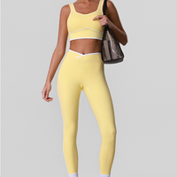 Conjunto de yoga personalizado para mujer con diseño de bloques de color, conjunto deportivo para fitness, entrenamiento, correr, con sujetador de espalda hermosa