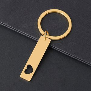 Brand New Hollow Heart Rectangle Stainless Steel <b>Custom</b> Blank <b>Keychain</b> for Gift - Product Image 3